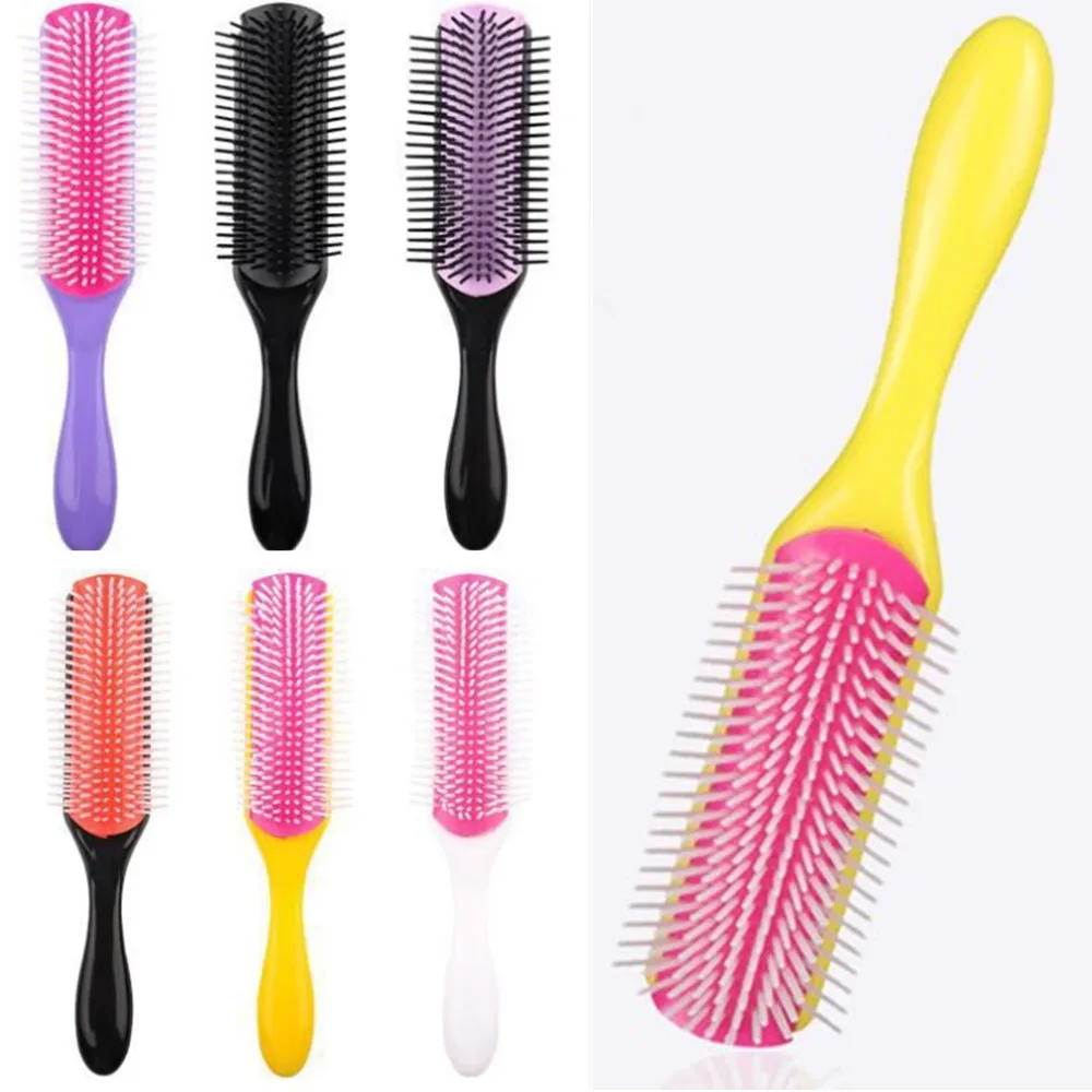 

Новинка, 9 рядов, расческа для волос, Женская расческа для вьющихся волос, щетка для распутывания, укладки, массажер для головы, гребень для в...