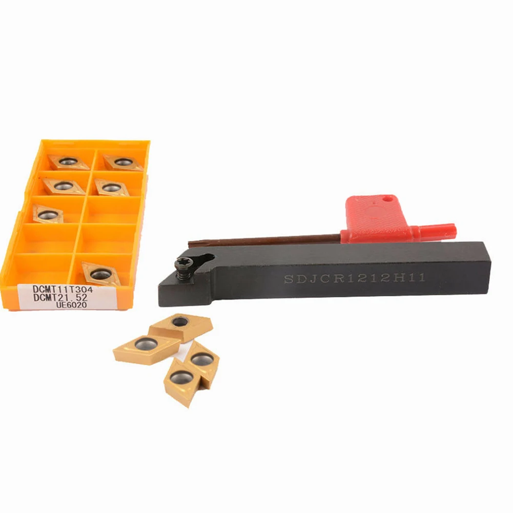 

SDJCR1212H11External Turning Tool Holder CNC CuttingTools +10P DCMT11T304 UE6020 Kit 12mm Shank Diameter 100mm Length