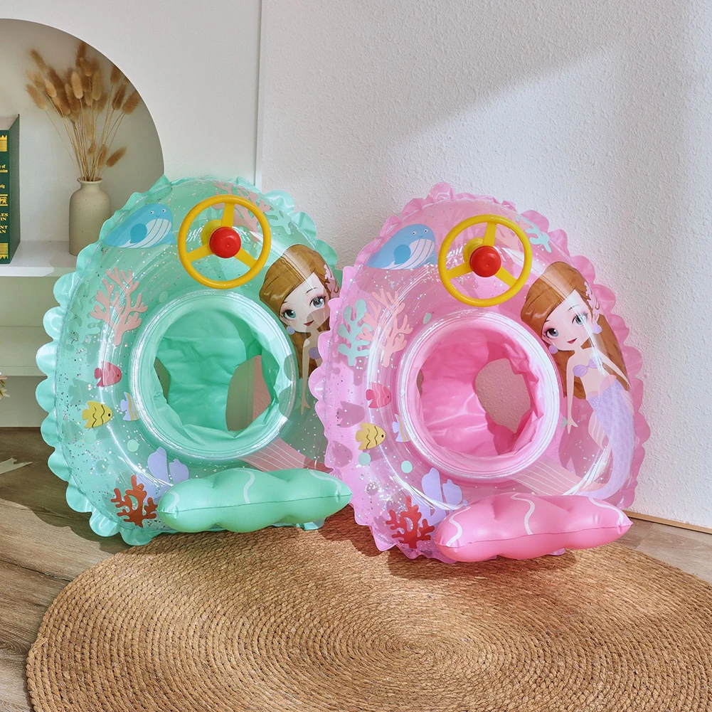 

Baby Swimming Rings Sequins Thickened Inflatable Infant Toddler Chest Swim with Steering Wheel Summer Beach Party Pool Toys