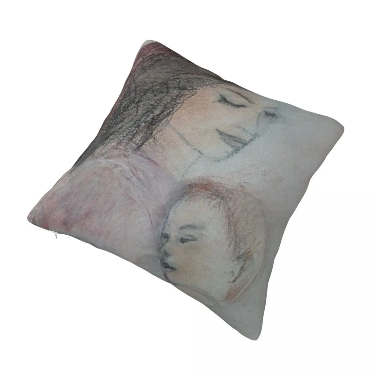 Маленькая мама с ее ребенком подушка чехол и телефон декоративный диван кровать