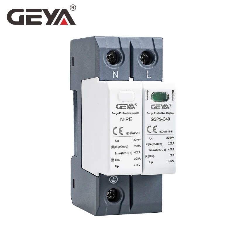 GEYA GSP9 2P AC SPD 20KA-40KA AC275V AC385V 400V 440V Защита от перенапряжения для дома защитное устройство от низкого напряжения GEYA GSP9 2P AC SPD 20KA-40KA AC275V AC385V 400V 440V Защита от перенапряжения для дома защитное устройство от низкого напряжения