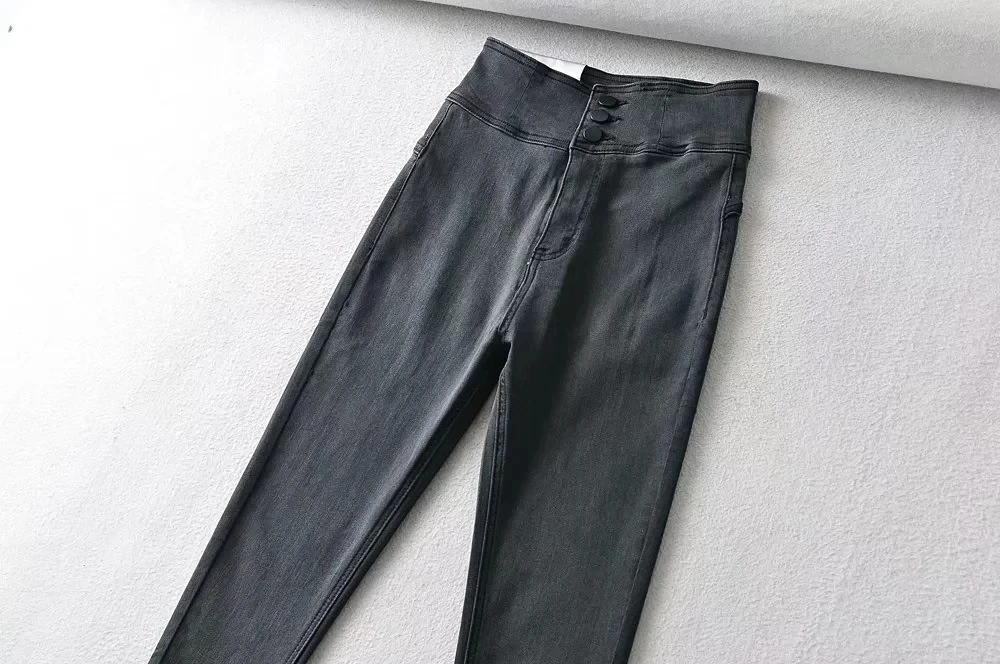 Jenny&Dave Push Up High Street Single Breasted Buttons High Waist Pencil Denim Pants Jeans Women Super Skinny Jeans Women