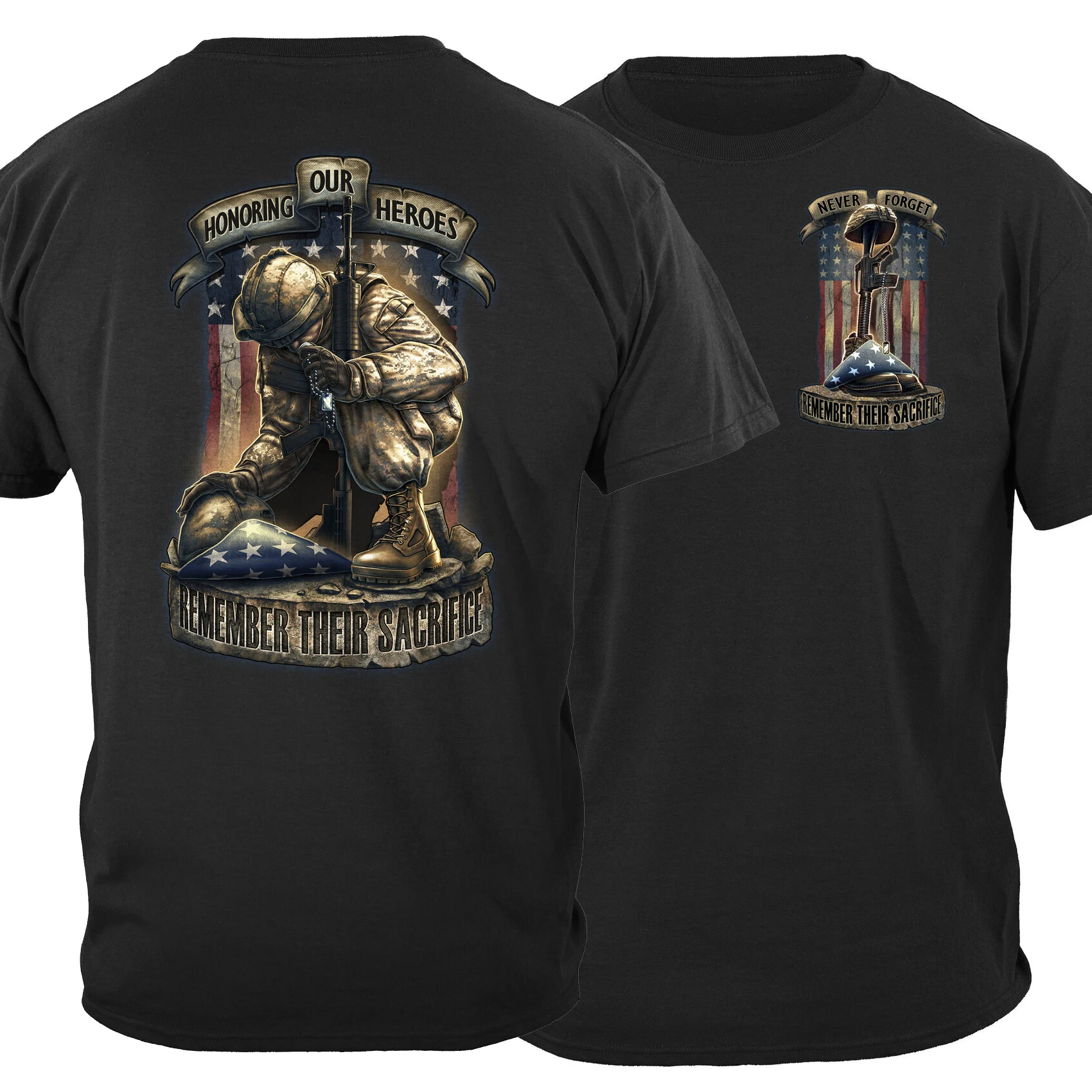 

USA Military Honor Our Heroes USA Flag Soldier T-Shirt 100% Cotton O-Neck Summer Short Sleeve Casual Mens T-shirt Size S-3XL