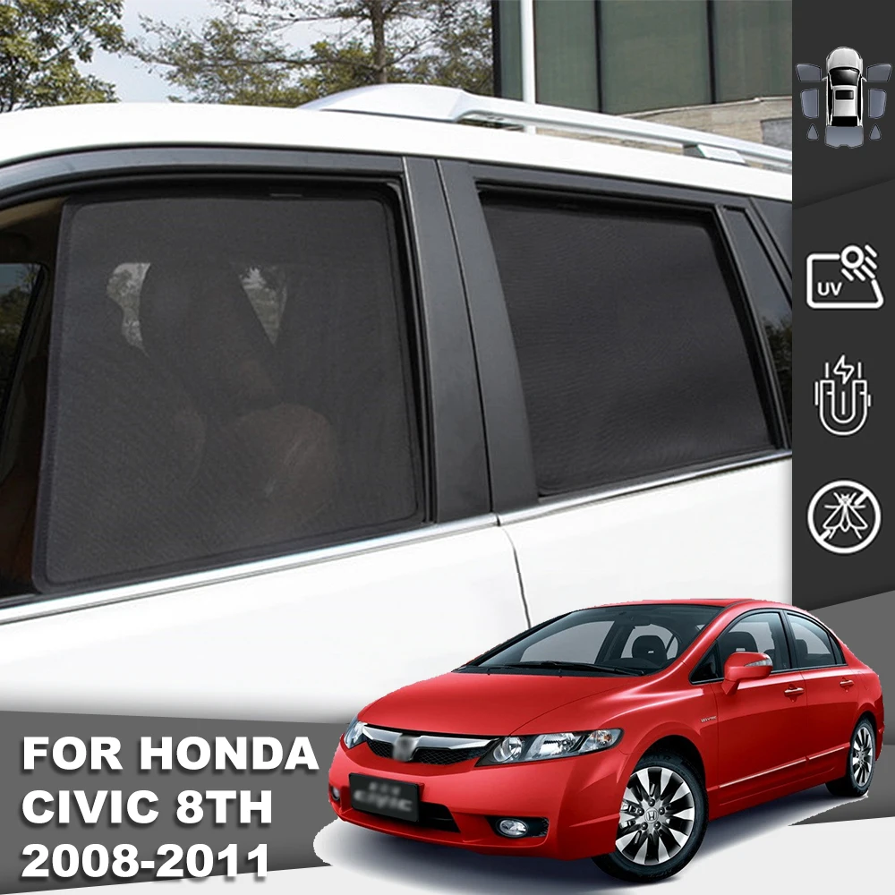 

Магнитный автомобильный солнцезащитный козырек для Honda CIVIC VIII 2005-2011, сетка для переднего ветрового стекла, занавеска для заднего стекла, сол...
