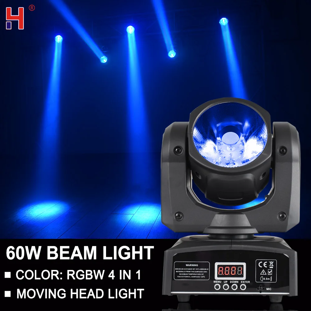 

DMX512 Lyre Beam 60W Led Moving Head Light RGBW 4-IN-1 Professional Effect Stage For DJ Disco Color Music Party Club Lamp