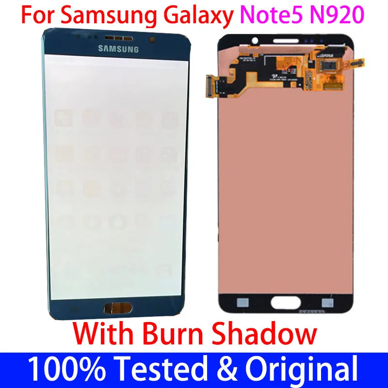 

ЖК-дисплей Super AMOLED для Samsung Galaxy Note 5, дисплей 5,7 дюйма, Note5 N920F N920A N920T N920V, сенсорный экран, защита от ожога теней, оригинал