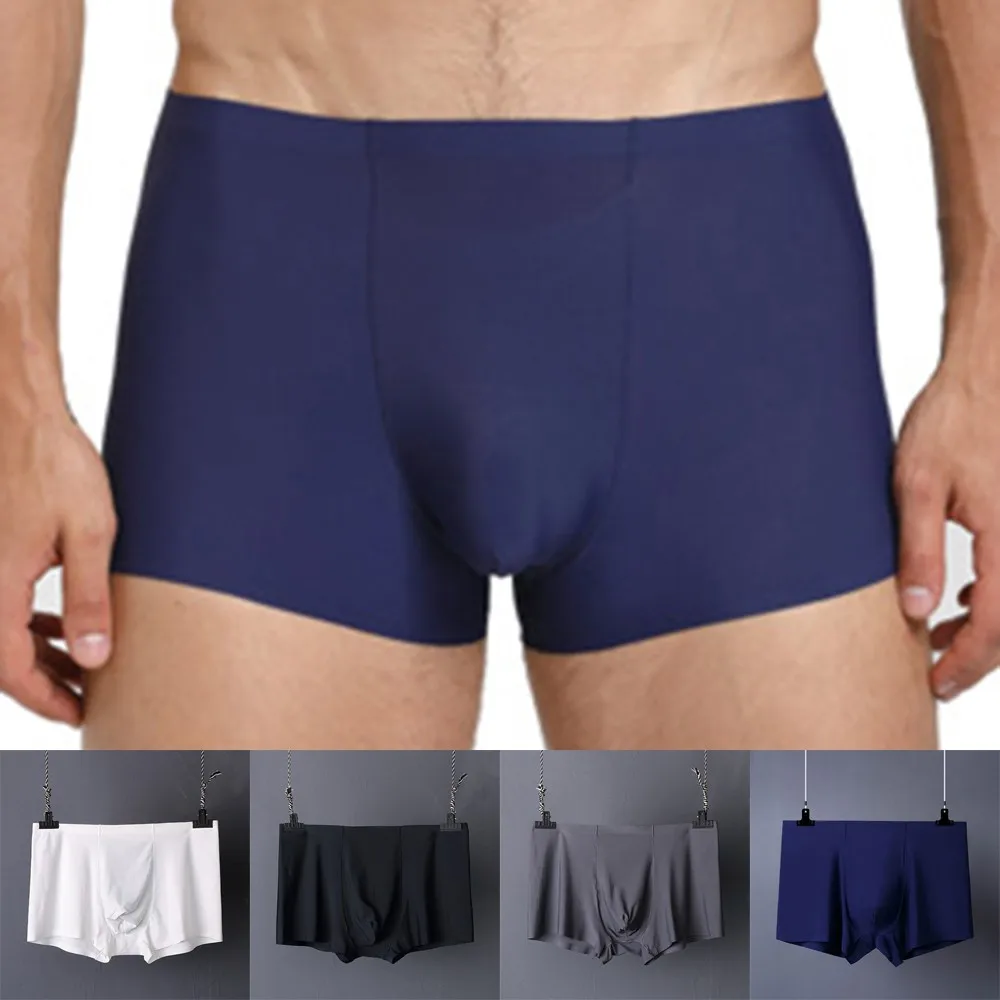 

Men's Sexy Breathable Underwear Ultra Thin Boxer Shorts Ice Silk Mens Boxers Trunks Seamless Boxers Shorts For Male Underpants