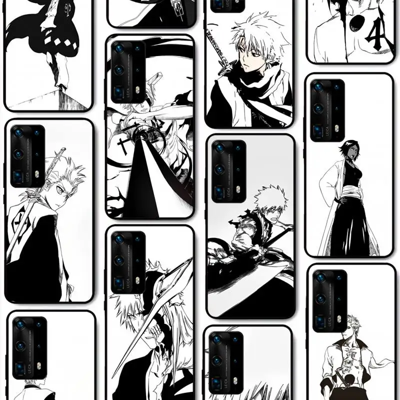 

Anime Bleach Black and White Phone Case for Huawei P50 P40 E P30 P20 Pro P10 Lite P Smart Y6 Nova3E Honor10 Cover