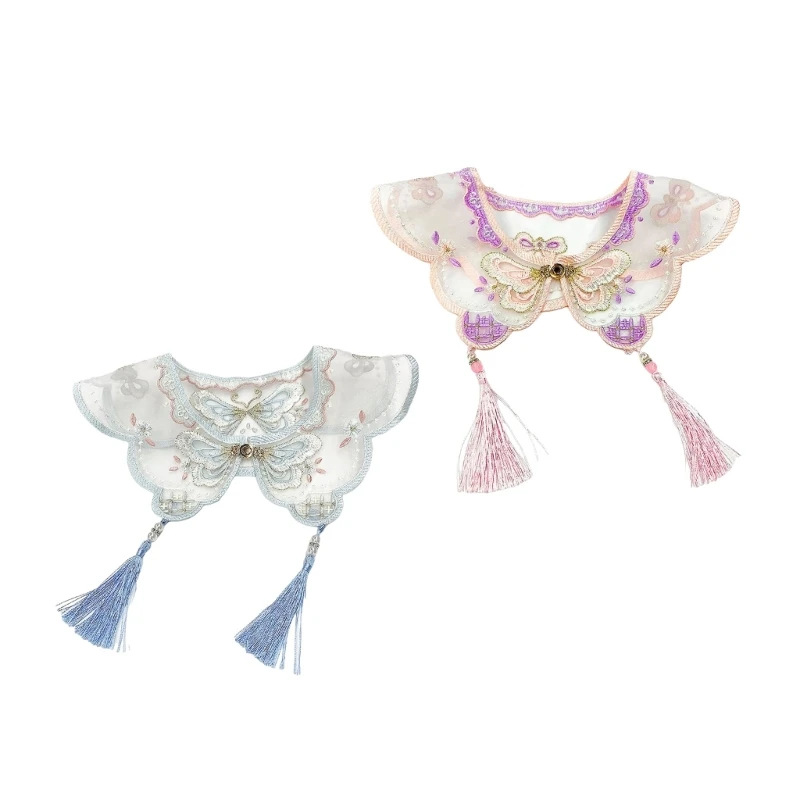 Китайская вышивка бабочка шаль шарф для девочек милые кисточки накладной