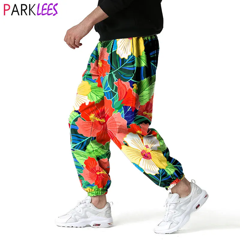 

Stylish Floral Print Men Joggers Pants Hip Hop Beach Trousers Mens Casual Active Sports Jogging Harajuku Streetwear Sweatpants