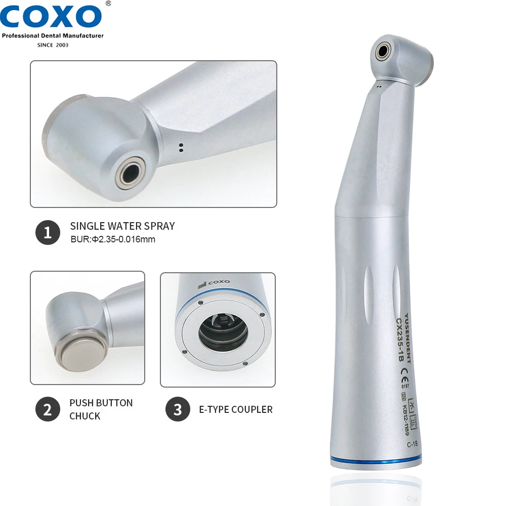 COXO Dental Inner Water Push Button Low Speed Contra Angle Handpiece E Type CX235-1B