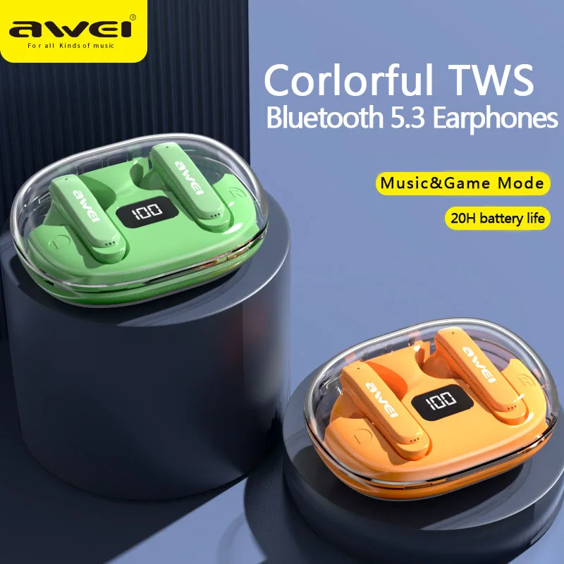 

Беспроводные Наушники Awei T85 T86 ENC Bluetooth 5,3, водонепроницаемые IPX6 наушники Bluetooth, Hi-Fi стерео спортивная Гарнитура, игровые наушники