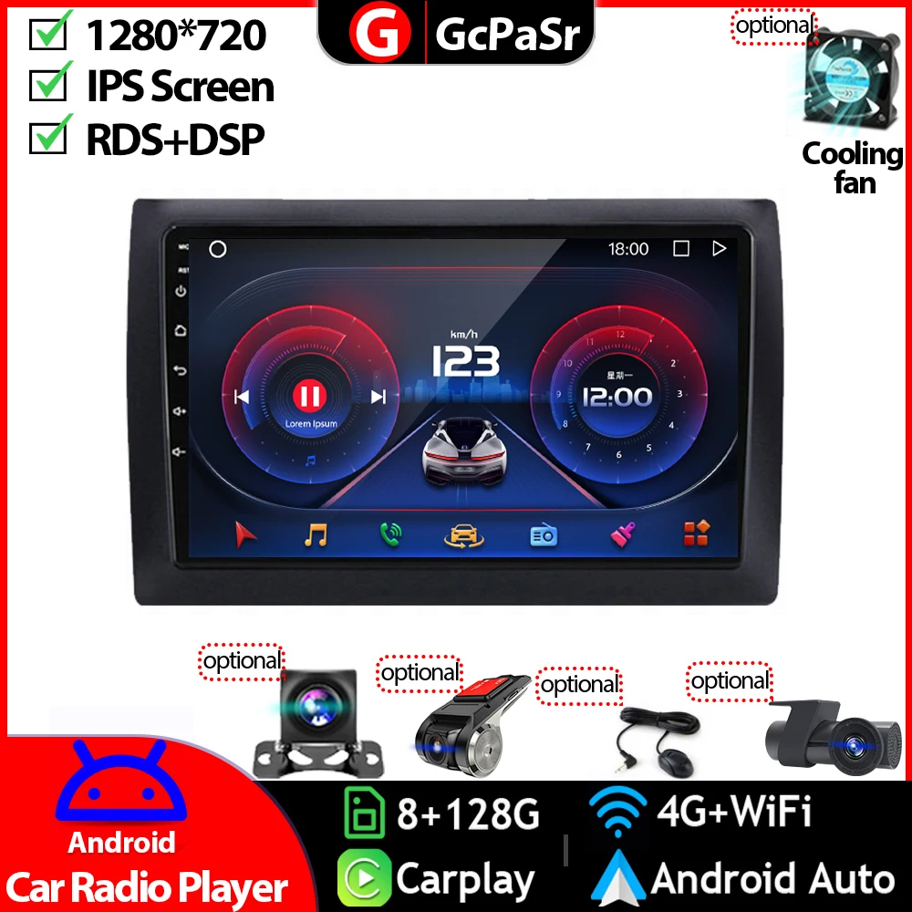 

Авторадио мультимедийный видеопроигрыватель стерео монитор для Fiat Stilo 2002 - 2010 Android навигация GPS сенсорный экран приемник аудио