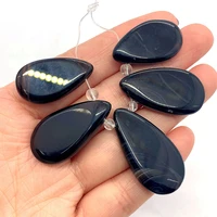natural stone fashion black onyx pendant set of 5 drop shape 16 35mm fine jewelry for diy making earrings necklace accessories