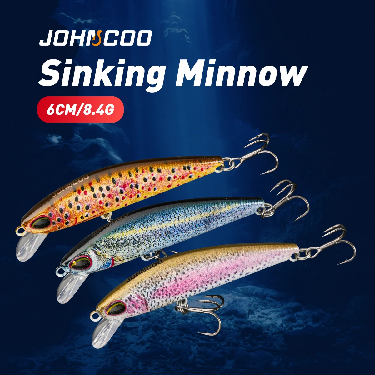 Фото Johncoo 6 см 8 г тонущая приманка для ловли гольяна на форель, приманка для хищника, приманка для окуня, воблеры, рыболовные снасти №1