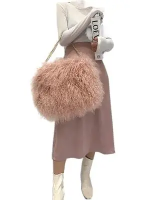 

Сумка из натуральной шерсти, австралийская пляжная шерстяная меховая сумка на плечо, шерстяная Женская сумочка, вместительные модные роско...