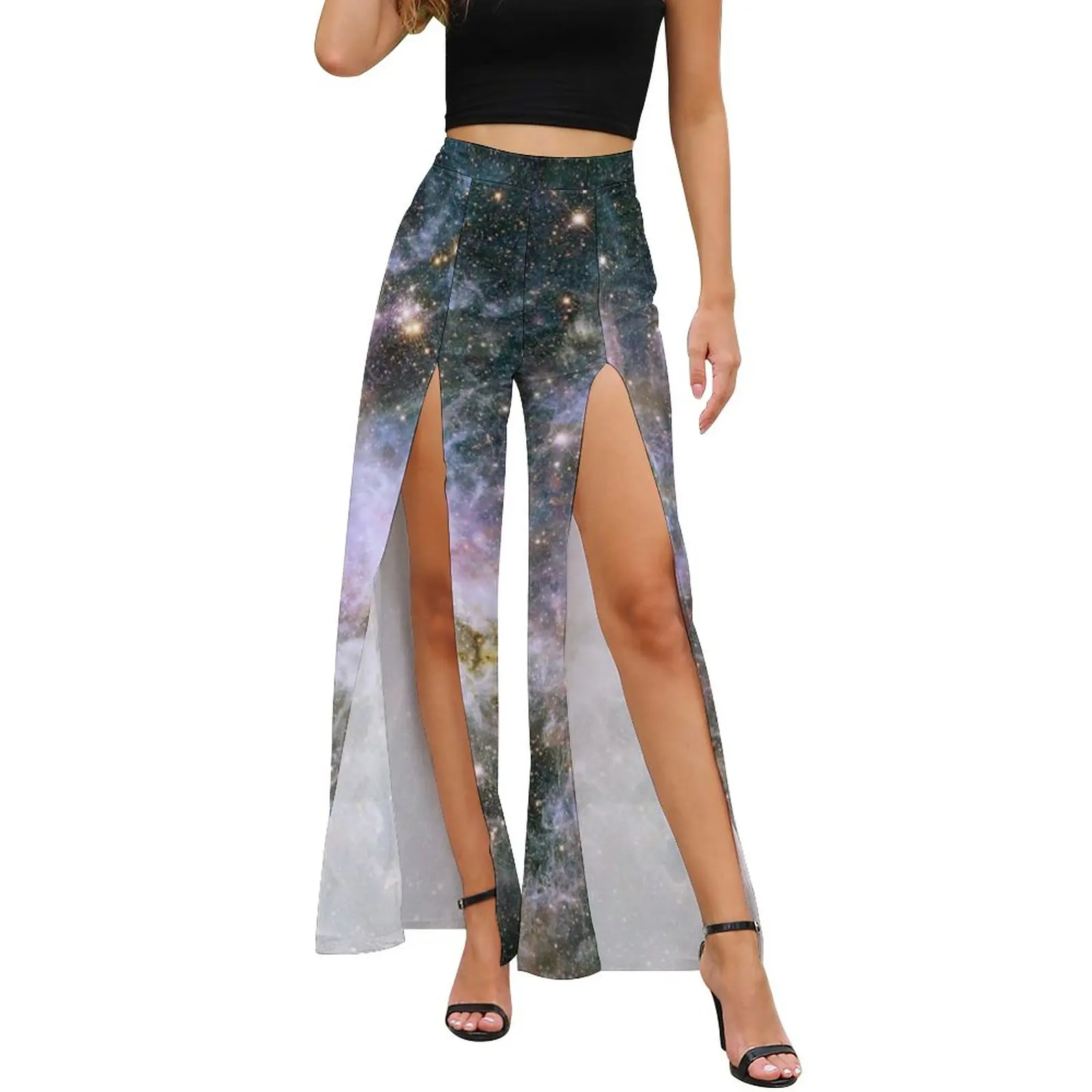 

Брюки женские спортивные с разрезом и высокой посадкой