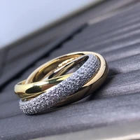 luxury brand original trinity ring full diamond couple ring wedding fine jewelry classic titanium steel with logo ring