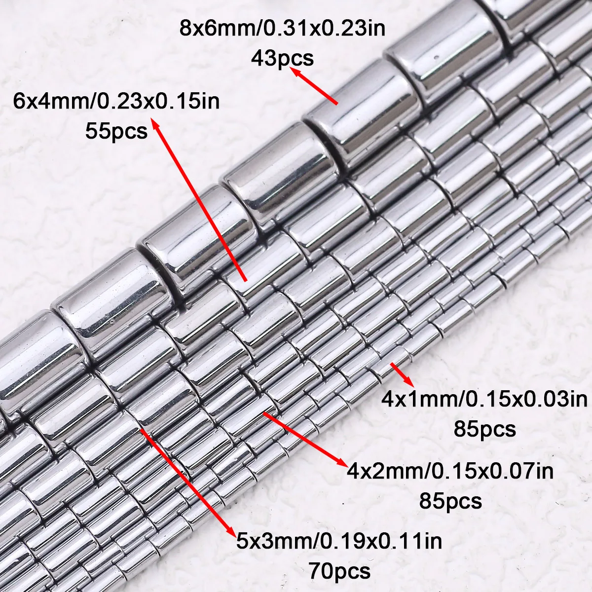 Разноцветные блестящие Распорки из гематита в форме цилиндра аксессуары для