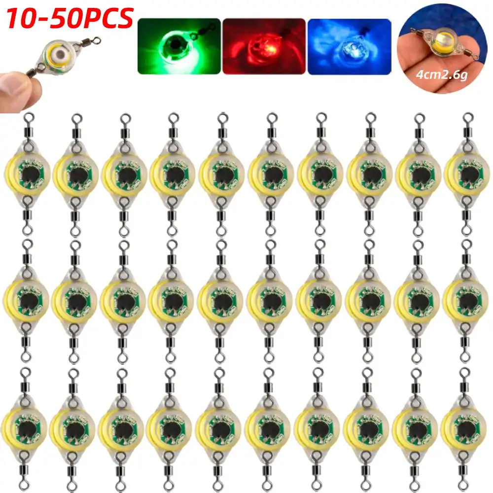 

10-50pcs Mini Fishing Lure Light LED Deep Drop Underwater Eye Shape Squid Fish Bait Luminous Lure for Attracting Fish
