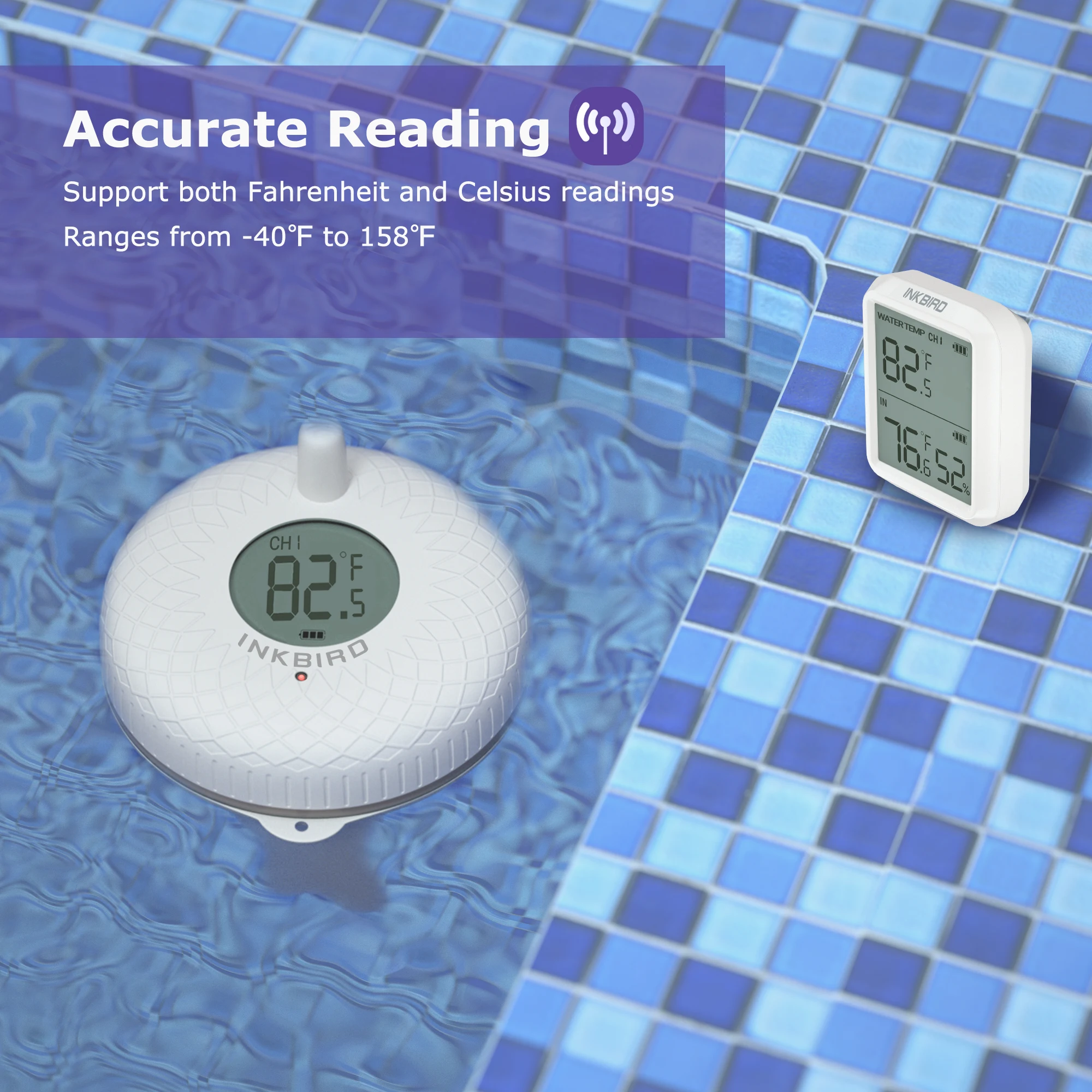 INKBIRD-Sensor inteligente de temperatura del agua para piscina, termómetro inalámbrico para interior y exterior, Monitor de humedad y temperatura