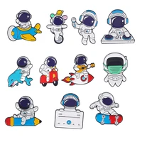 astronaut enamel pin custom ocean surfing motion rocket plane brooch bag badge childlike cartoon jewelry pins gift for kids