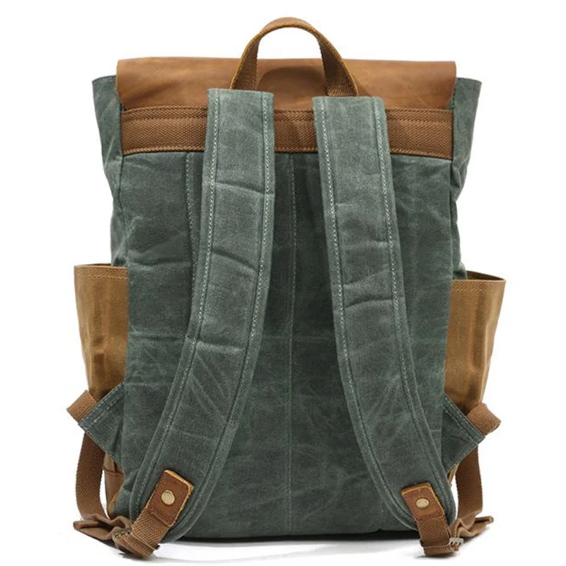 Холщовые кожаные рюкзаки унисекс с масляным воском водонепроницаемые Рюкзаки