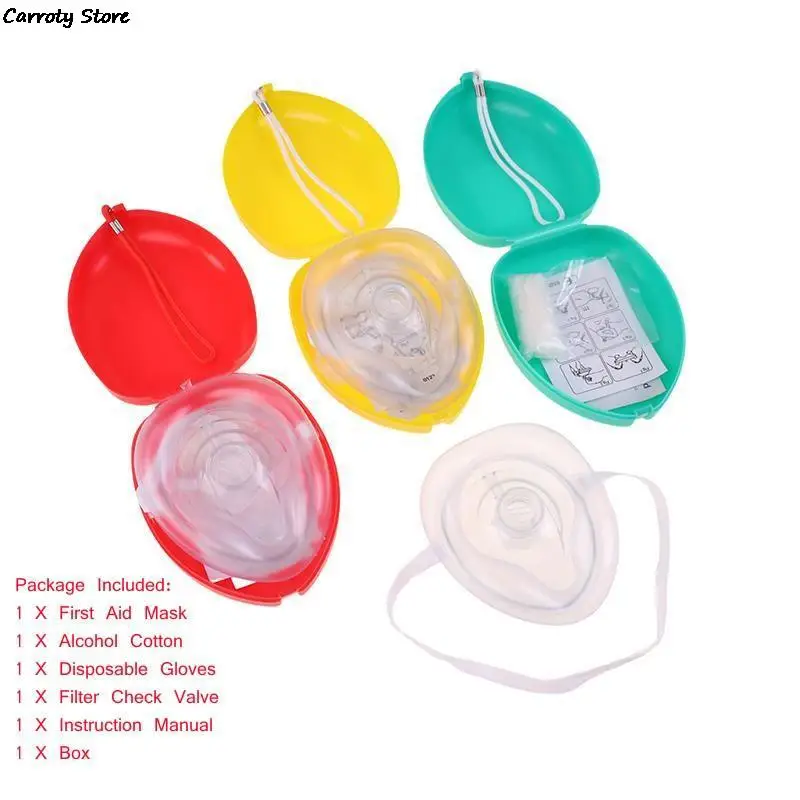 

Resuscitator Artificial Breathing Mask First Aid Rescue Training Mouth To Mouth Emergency Mask One-way Valve Tools
