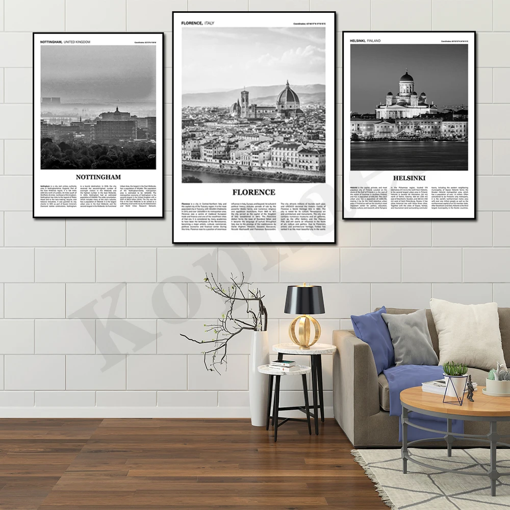 Фото Анталья Lyon Florence Nottingham Leicester Стамбул Helsinki Валенсия городской пейзаж фотографии домашний декор плакат №1