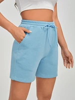 petite drawstring waist track shorts