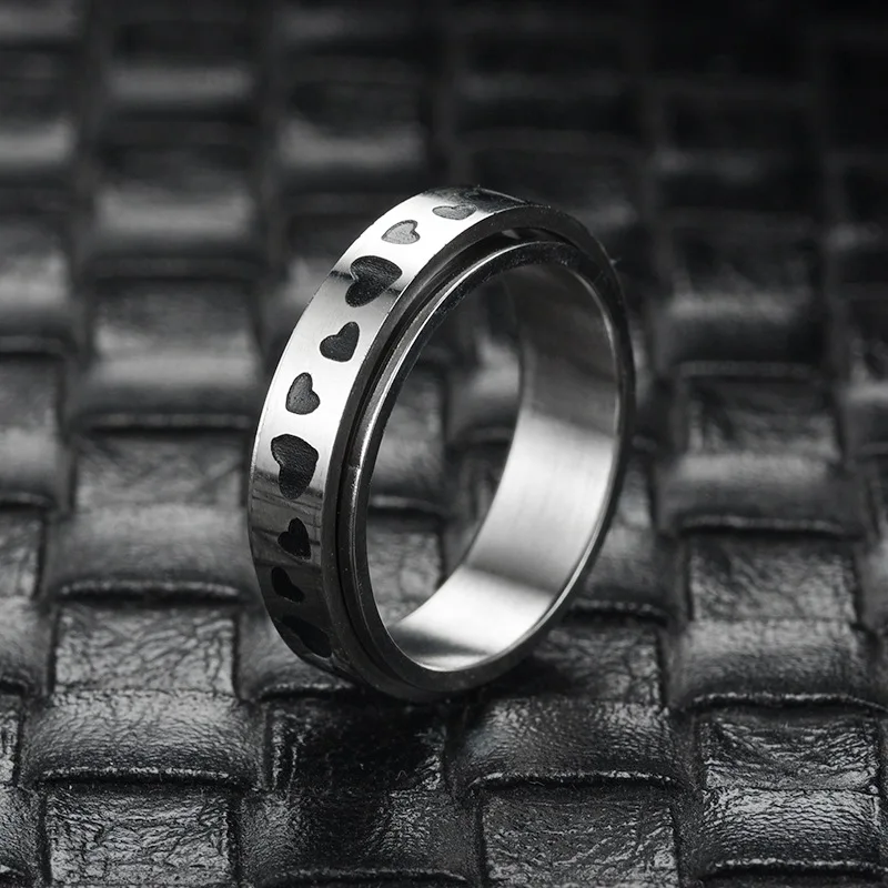 

2023 New Type Titanium Steel Ring Rotatable Anti Anxiety Love Couple Ring Wholesale of European and American Handaccessories