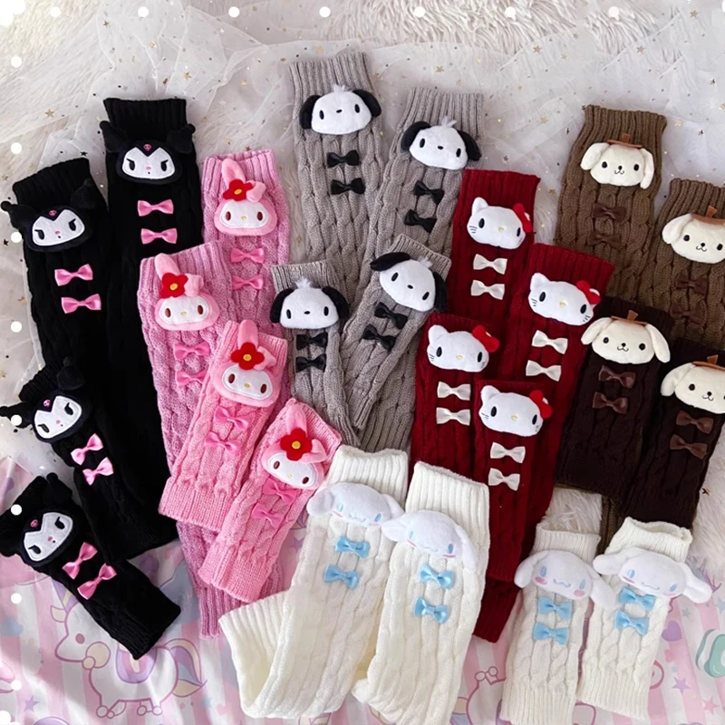 

Kuromi Kawaii Sanrio Hellokitty Mymelody Cinnamoroll похватка pompurin перчатки вязаные носки рукава милые Аниме Игрушки для девочек