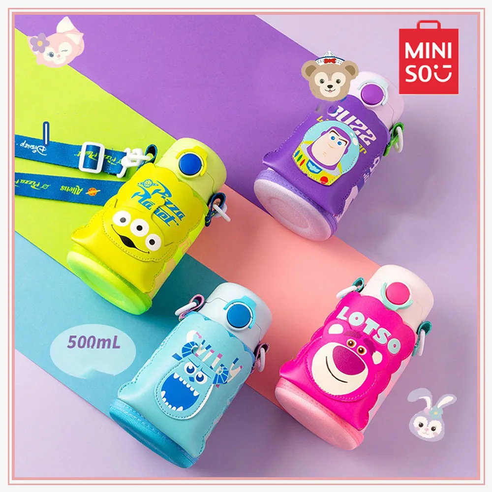 

Miniso 500Ml Disney Lotso Alien Buzz Lightyear Vacuum Cup High-Quality Kids Stainless Steel Thermos Cup Strap Water Bottle