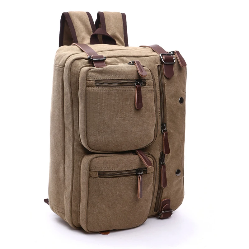 Canvas Briefcase Backpack Travel Laptop Bag Vintage Men'S Handbags Shoulder Business Messenger Breifcases Crossbody Tote Bag