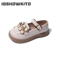girls flower leather shoes 2022 autumn new fashion childrens princess versatile shallow loafers casual korean style round toe