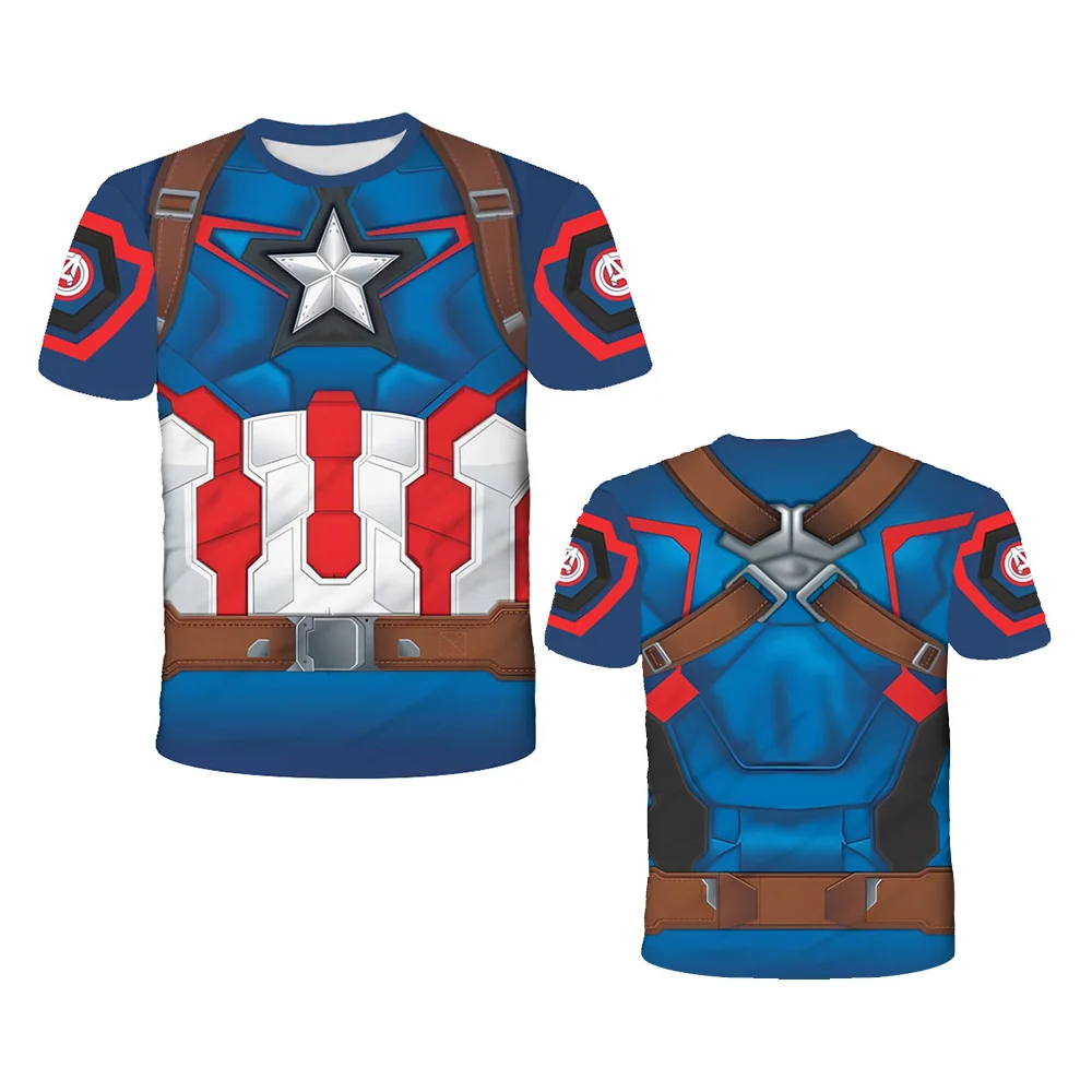 Футболка с супергероями Marvel, Халк, Капитан Америка, Человек-паук, детские футболки, футболки для мальчиков, Детская футболка с коротким рукавом, одежда