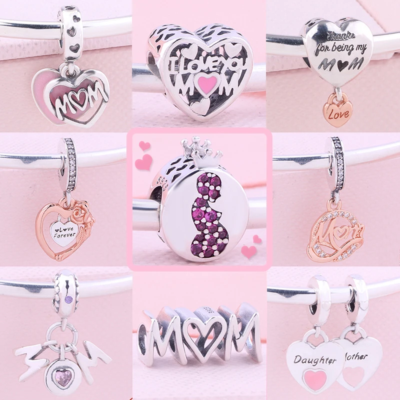 

New Mother's day Gift Infinity Heart Mom Family Tree Beads 925 Silver Love You Mum Charm Fit Original Brand Bracelet For Women