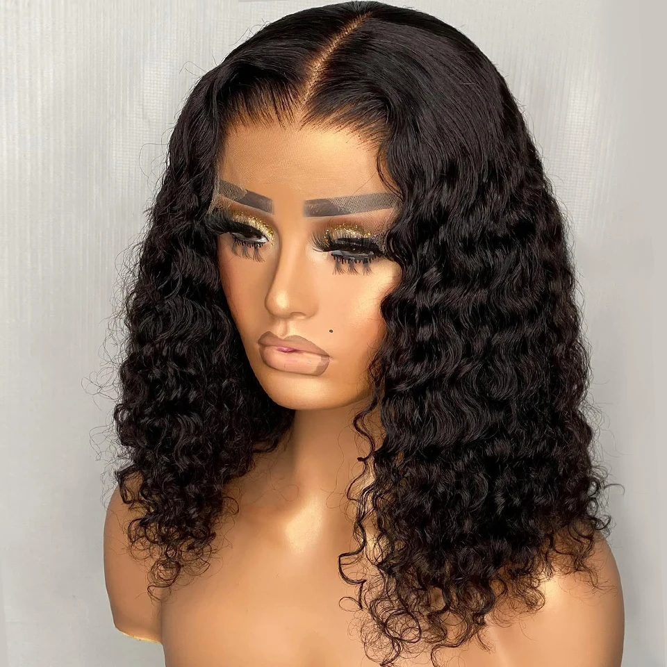 

Human Hair Wigs Brazilian Deep Wave Frontal Wig Short Wigs Human Hair Jerry Curl Bob Wig PrePlucked Wigs For Women Natural Hair