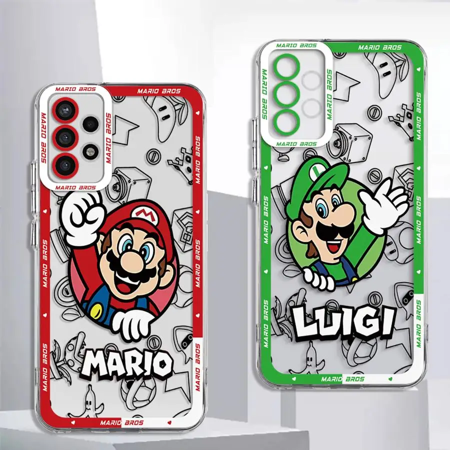 M-Mario Cartoon Super Phone Case for Samsung Galaxy A21s A52s A06 A02 A03s A71 4G A51 A10s A20s A50s A31 A04e A05s Clear Soft