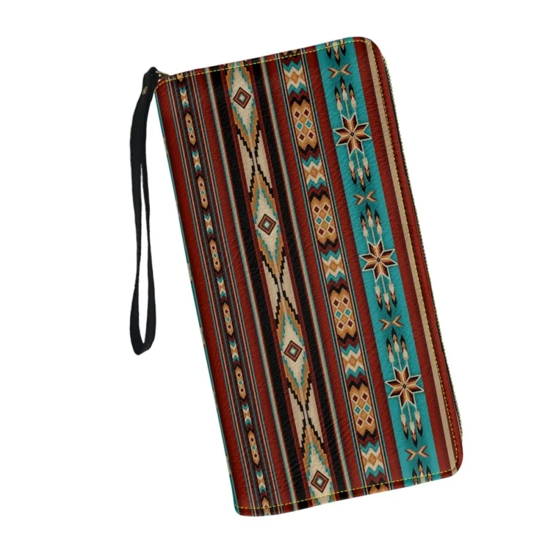Belidome Aztec Geometric Enthic Walles for Womens Around Zipper Long Purse RFID Blacking Card Holder Clutch Bag Wristlet Wallet