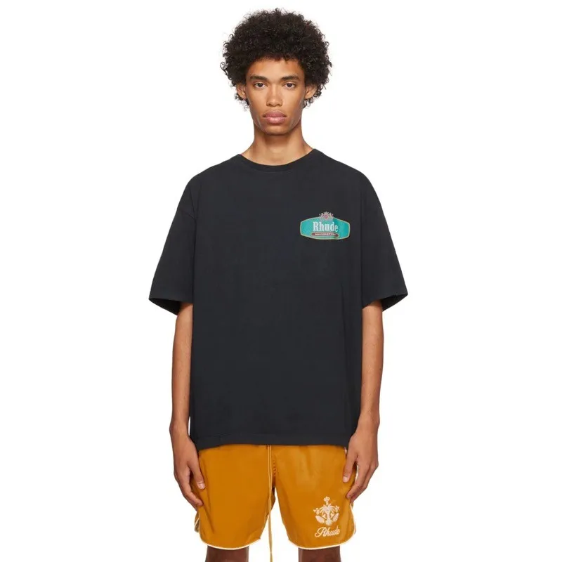 

Trendy RHUDE Racing Crest Printed Short Sleeve T-shirt Unisex