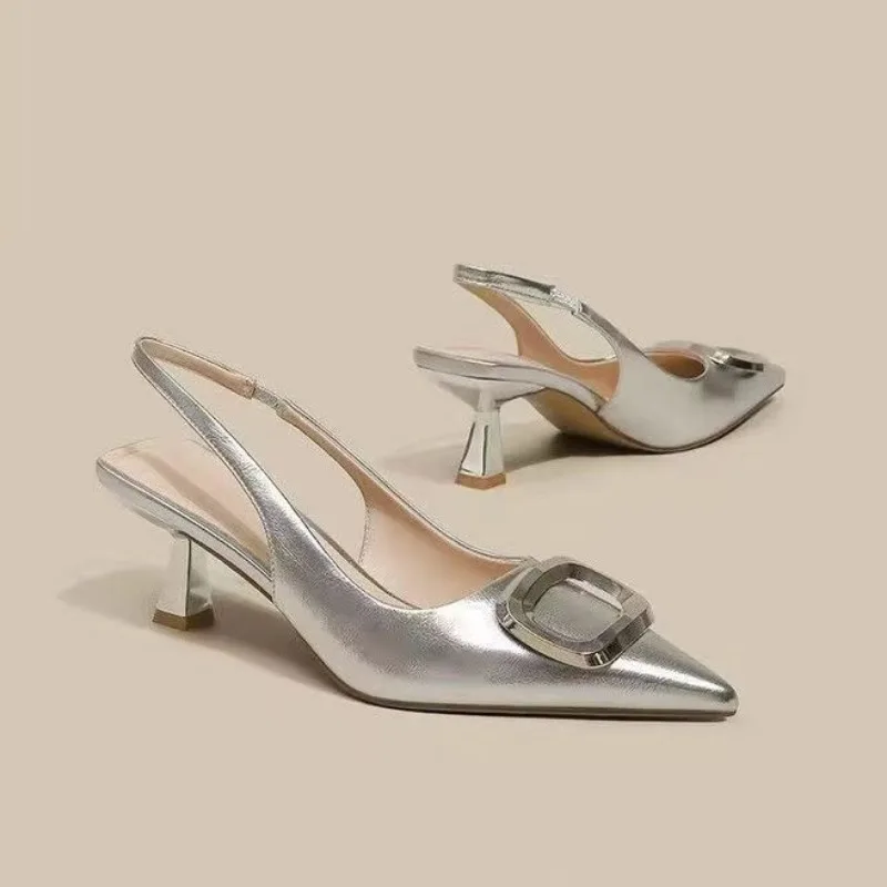 Женские сандалии Новинка лета 2024 остроносые повседневные на высоком каблуке