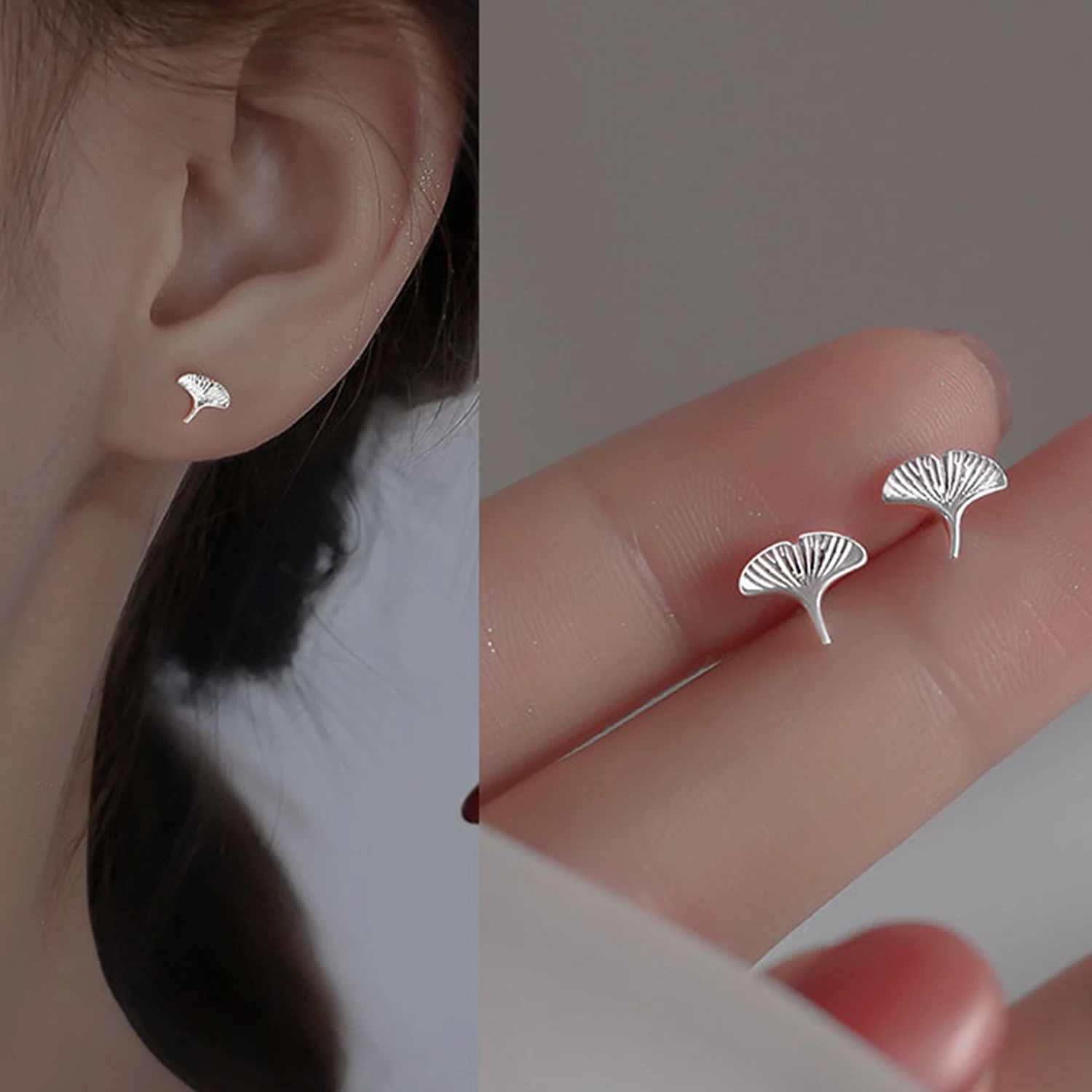 

1 Pair Ginkgo Leaf Shape Ear Studs Earrings New Style Silver Color Mini Plant Leaf Earrings For Women Earwear Jewelry Gifts