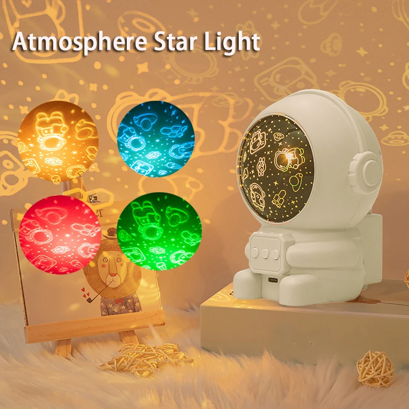 Creative Bedroom Atmosphere Star Light Spaceman Astronaut Projector Music Night Light Children's Luminous Toys Decoration Lights