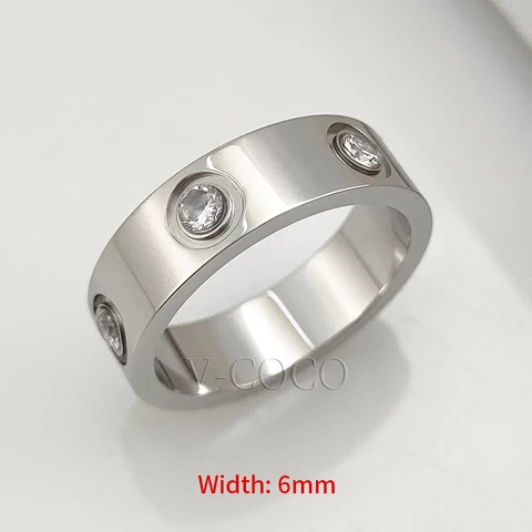 Классическое Обручальное кольцо с фианитом для мужчин и женщин, Ювелирное Украшение из нержавеющей стали с покрытием 18-каратным золотом и кристаллами, свадебная бижутерия