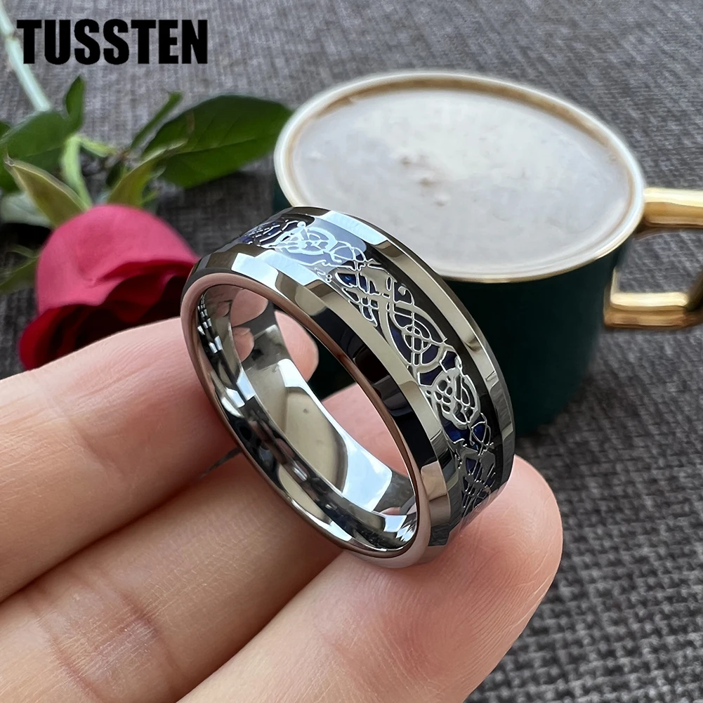 Кольцо TUSSTEN с драконом 6/8 мм свадебное кольцо из вольфрама для мужчин и женщин со