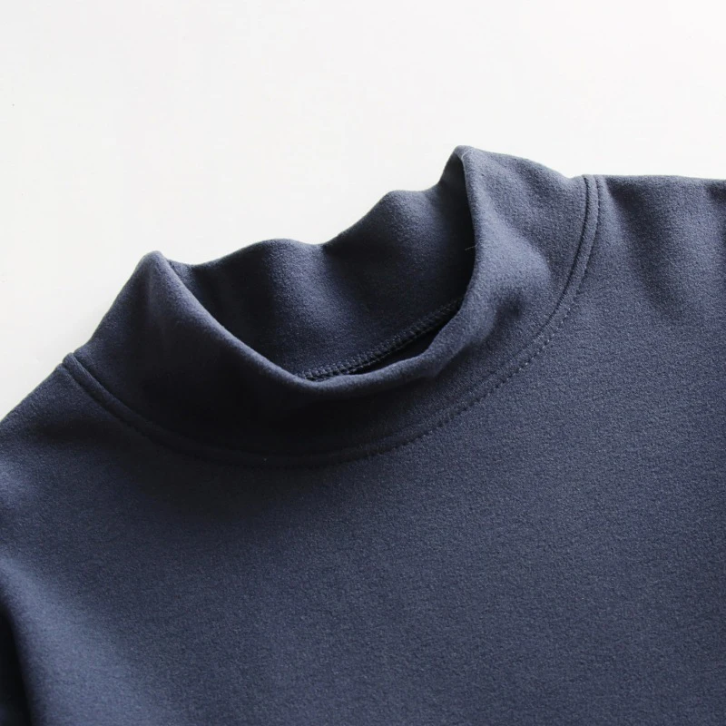 Autumn Winter Warm Half High Collar Fashion Thermal Underwear Men Basic Thermo T-shirt Blouse Pullover Long Sleeves Thermal Top