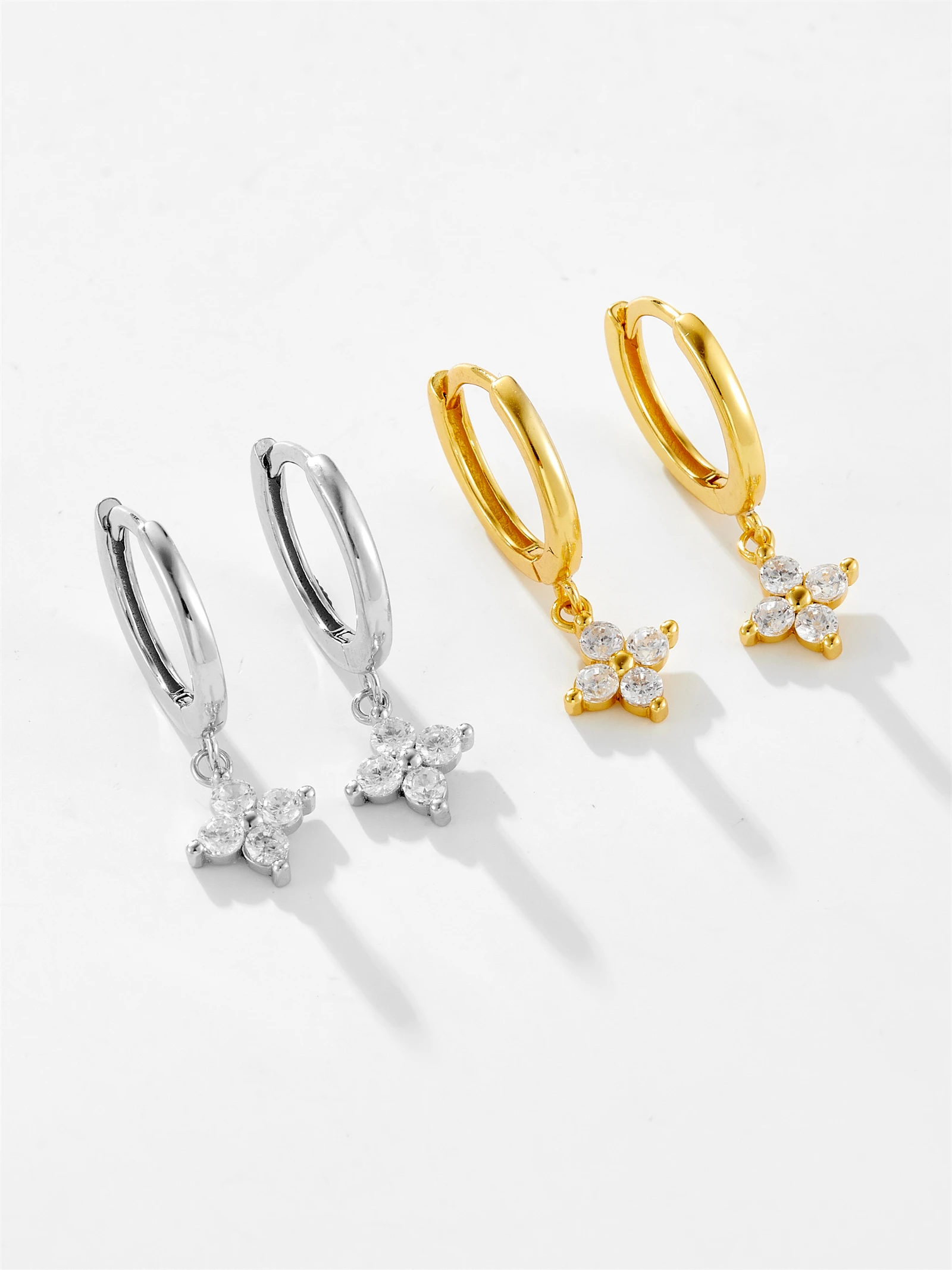 Серьги-подвески женские из серебра 925 пробы с цирконом