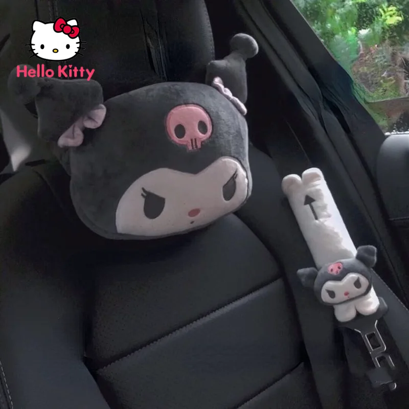 

Автомобильные аксессуары Hello Kitty Kuromi, подушка для шеи на подголовник, Всесезонная Универсальная автомобильная декоративная подушка для защ...