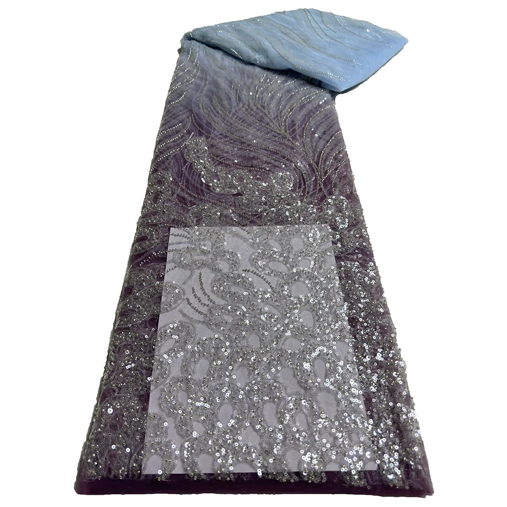 Африканские блестки бисерные кружевные ткани 2024 высококачественное кружево 5